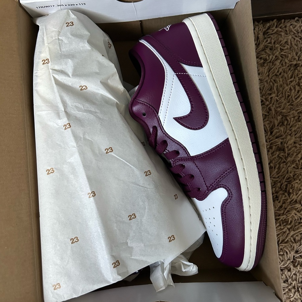 Nike Air Jordan 1 Low Burgundy and White Shoes